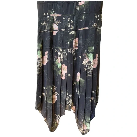 NWT’S All Saints Coco Asiago Maxi Dress Black & Pink Fishtail Grunge Floral 12 - Picture 10 of 15
